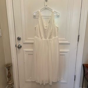 Torrid IVORY PONTE & CHIFFON KNIT TO WOVEN MIDI DRESS Sz10 NWT